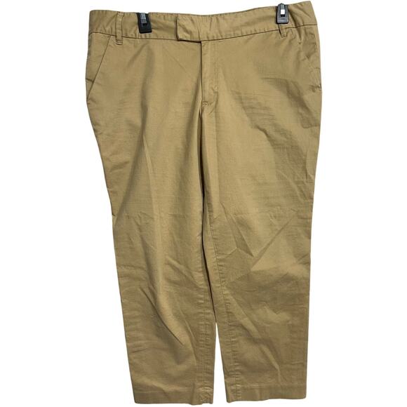 Eddie Bauer Pants Size 12 Tan Mid Rise Cotton Blend Minimalist Cropped Trousers - Picture 1 of 5